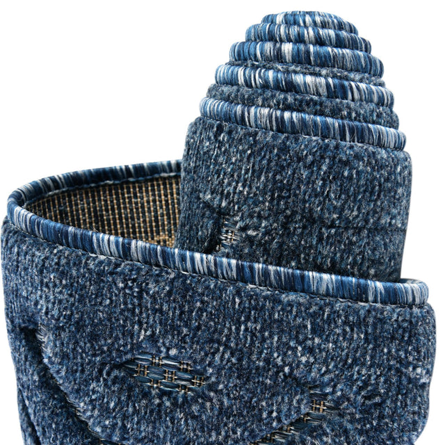 Navy Blue 4' x 4' Outdoor Trellis Textured Round Area Rug Weather Resistant for Patio, Deck, Terrace, Balcony, Porch Geometric Design Water Safe Outside Carpet for Sale at Rug Engine