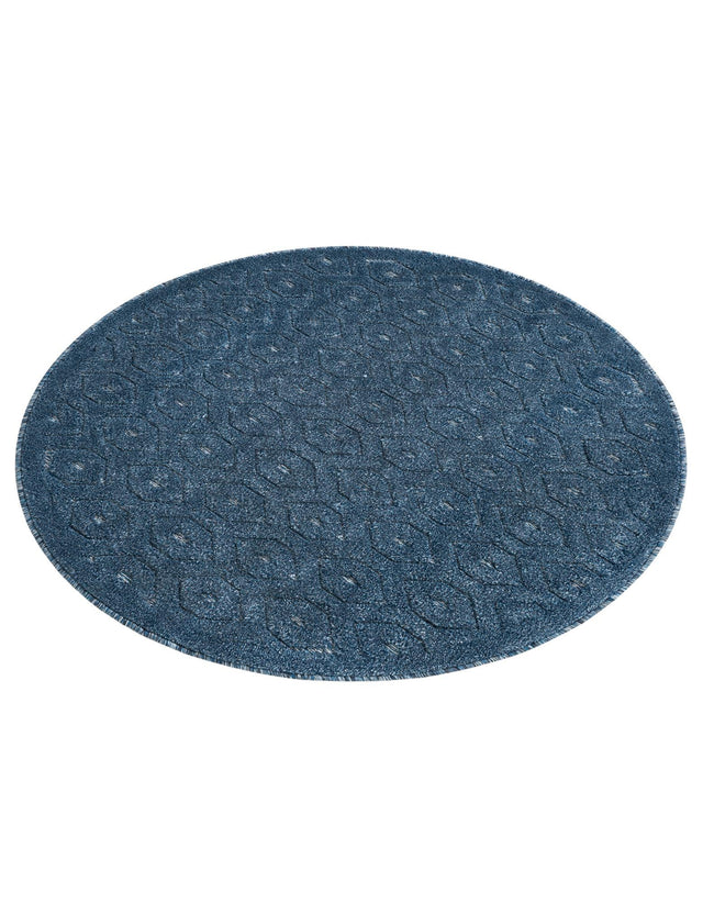 Navy Blue 4' x 4' Outdoor Trellis Textured Round Area Rug Weather Resistant for Patio, Deck, Terrace, Balcony, Porch Geometric Design Water Safe Outside Carpet for Sale at Rug Engine