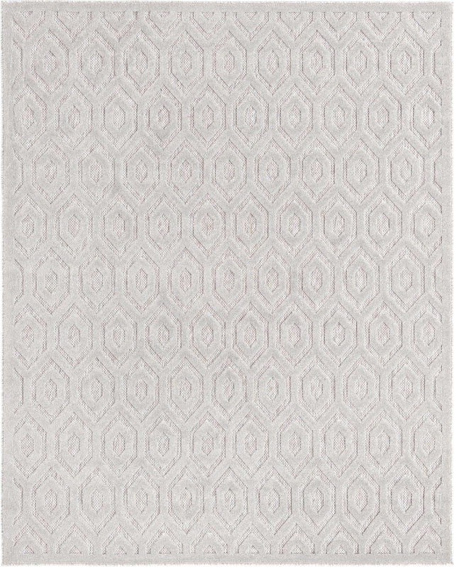 Grey 7' 10 x 10' Outdoor Trellis Textured Rectangle Area Rug Weather Resistant for Patio, Deck, Terrace, Balcony, Porch Geometric Design Water Safe Outside Carpet for Sale at Rug Engine