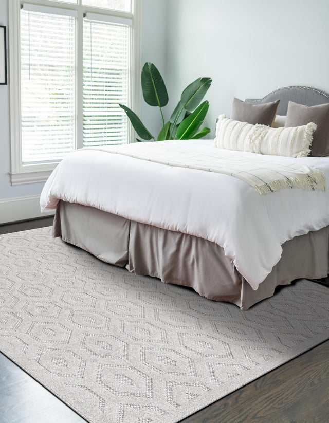 Grey 6' x 9' Outdoor Trellis Textured Rectangle Area Rug Weather Resistant for Patio, Deck, Terrace, Balcony, Porch Geometric Design Water Safe Outside Carpet for Sale at Rug Engine