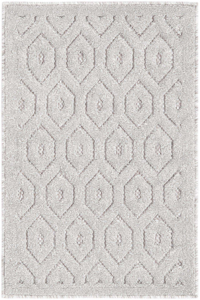 Grey 2' x 3' Outdoor Trellis Textured Rectangle Area Rug Weather Resistant for Patio, Deck, Terrace, Balcony, Porch Geometric Design Water Safe Outside Carpet for Sale at Rug Engine