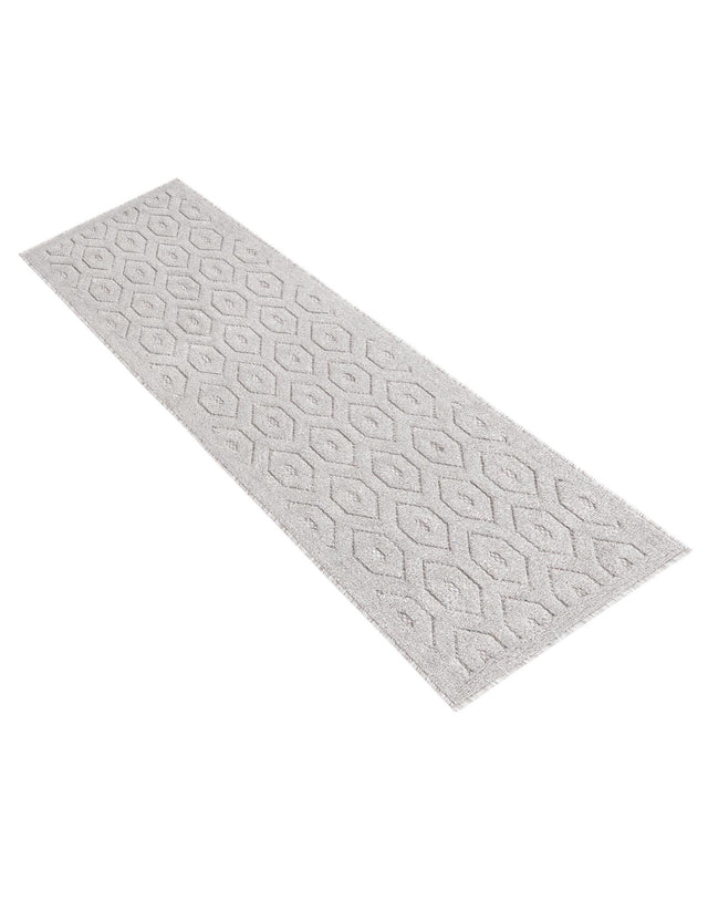 Grey 2' x 6' Outdoor Trellis Textured Runner Area Rug Weather Resistant for Patio, Deck, Terrace, Balcony, Porch Geometric Design Water Safe Outside Carpet for Sale at Rug Engine