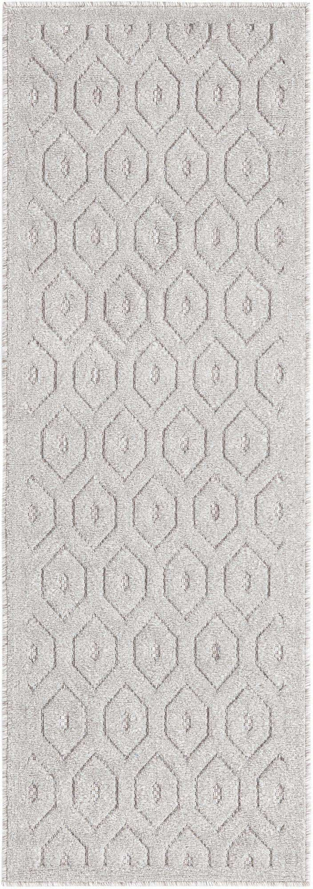 Grey 2' x 6' Outdoor Trellis Textured Runner Area Rug Weather Resistant for Patio, Deck, Terrace, Balcony, Porch Geometric Design Water Safe Outside Carpet for Sale at Rug Engine