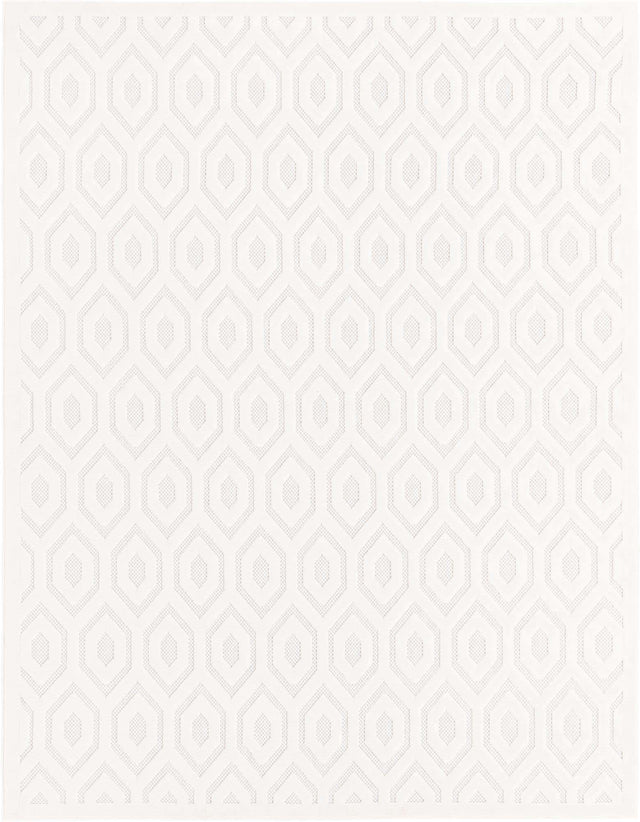 Ivory 7' 10 x 10' Outdoor Trellis Textured Rectangle Area Rug Weather Resistant for Patio, Deck, Terrace, Balcony, Porch Geometric Design Water Safe Outside Carpet for Sale at Rug Engine