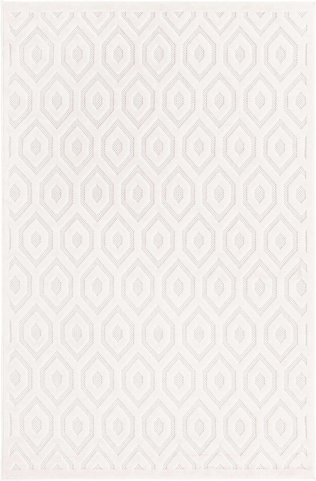 Ivory 6' x 9' Outdoor Trellis Textured Rectangle Area Rug Weather Resistant for Patio, Deck, Terrace, Balcony, Porch Geometric Design Water Safe Outside Carpet for Sale at Rug Engine