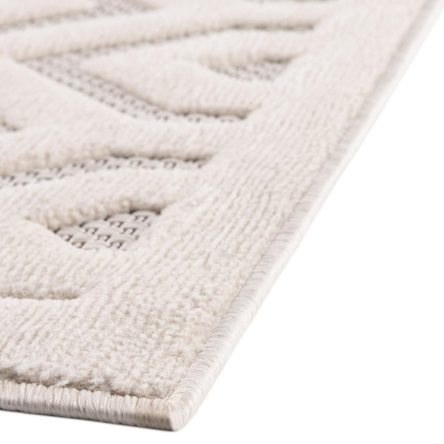 Ivory 4' x 6' Outdoor Trellis Textured Rectangle Area Rug Weather Resistant for Patio, Deck, Terrace, Balcony, Porch Geometric Design Water Safe Outside Carpet for Sale at Rug Engine
