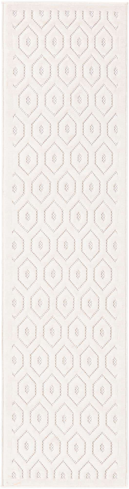 Ivory 2' x 8' Outdoor Trellis Textured Runner Area Rug Weather Resistant for Patio, Deck, Terrace, Balcony, Porch Geometric Design Water Safe Outside Carpet for Sale at Rug Engine