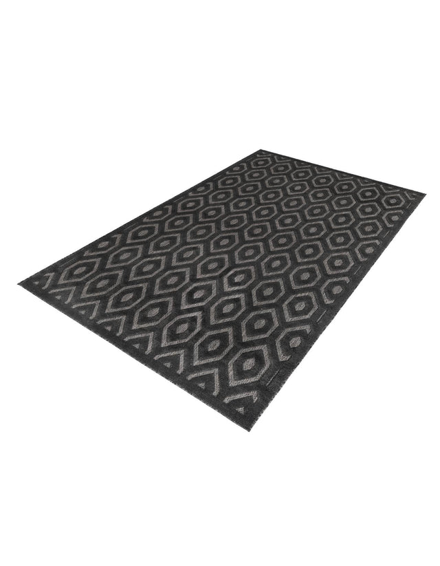 Charcoal 6' x 9' Outdoor Trellis Textured Rectangle Area Rug Weather Resistant for Patio, Deck, Terrace, Balcony, Porch Geometric Design Water Safe Outside Carpet for Sale at Rug Engine