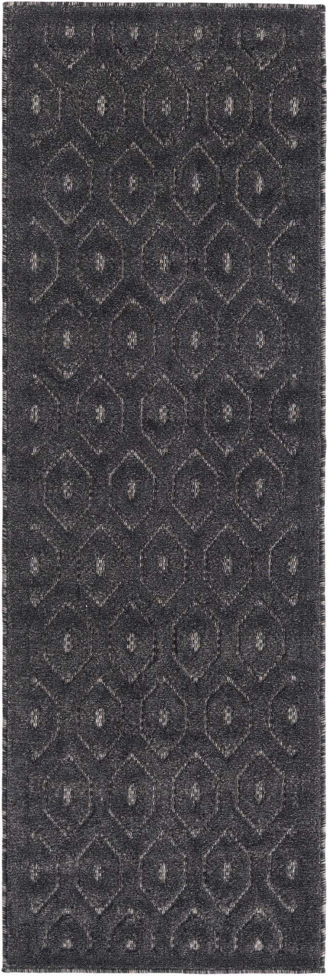 Charcoal 2' x 6' Outdoor Trellis Textured Runner Area Rug Weather Resistant for Patio, Deck, Terrace, Balcony, Porch Geometric Design Water Safe Outside Carpet for Sale at Rug Engine