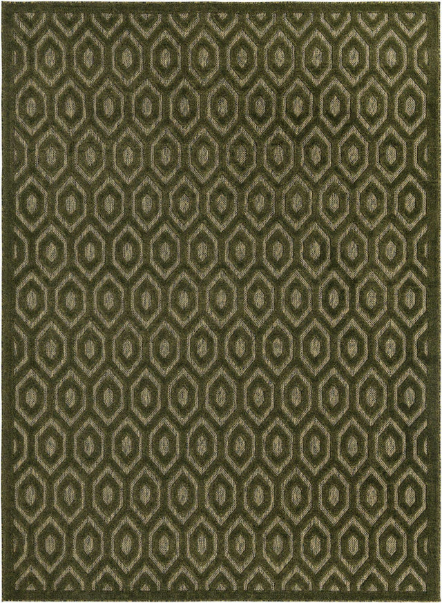 Green 9' x 12' Outdoor Trellis Textured Rectangle Area Rug Weather Resistant for Patio, Deck, Terrace, Balcony, Porch Geometric Design Water Safe Outside Carpet for Sale at Rug Engine