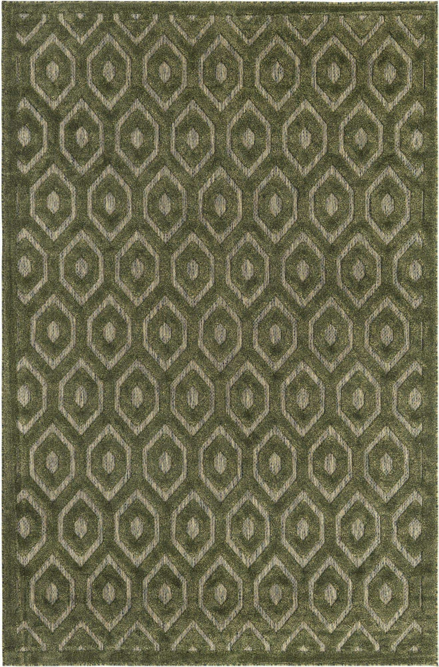 Green 6' x 9' Outdoor Trellis Textured Rectangle Area Rug Weather Resistant for Patio, Deck, Terrace, Balcony, Porch Geometric Design Water Safe Outside Carpet for Sale at Rug Engine