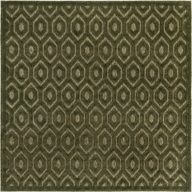 Green 7' 10 x 7' 10 Outdoor Trellis Textured Square Area Rug Weather Resistant for Patio, Deck, Terrace, Balcony, Porch Geometric Design Water Safe Outside Carpet for Sale at Rug Engine