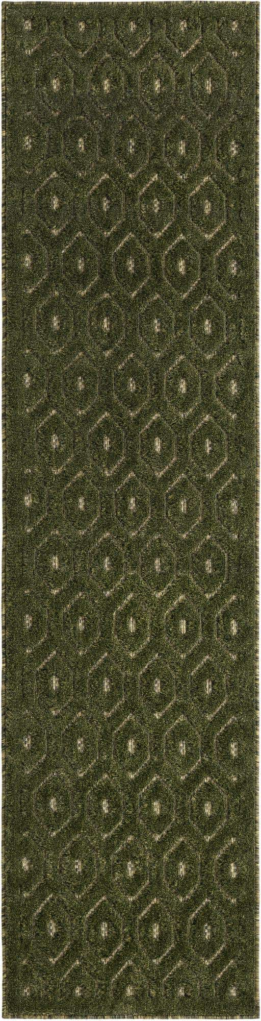 Green 2' x 8' Outdoor Trellis Textured Runner Area Rug Weather Resistant for Patio, Deck, Terrace, Balcony, Porch Geometric Design Water Safe Outside Carpet for Sale at Rug Engine
