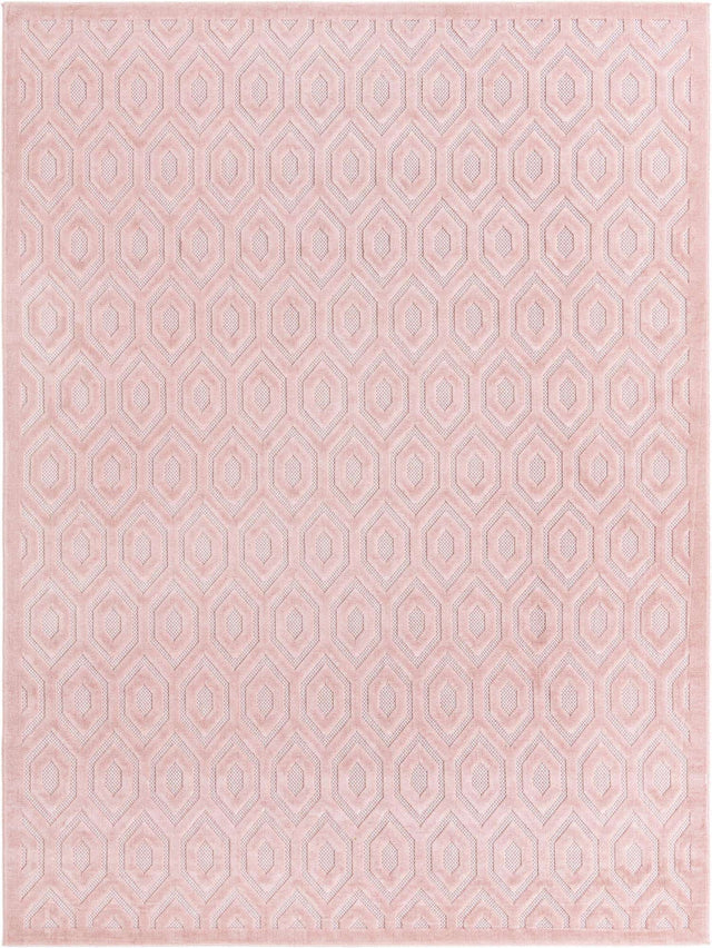 Pink 9' x 12' Outdoor Trellis Textured Rectangle Area Rug Weather Resistant for Patio, Deck, Terrace, Balcony, Porch Geometric Design Water Safe Outside Carpet for Sale at Rug Engine