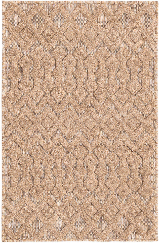 Beige 2' x 3' Outdoor Trellis Textured Rectangle Area Rug Weather Resistant for Patio, Deck, Terrace, Balcony, Porch Geometric Design Water Safe Outside Carpet for Sale at Rug Engine