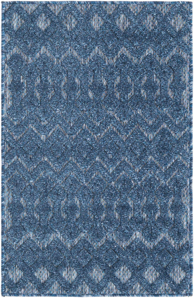 Navy Blue 2' x 3' Outdoor Trellis Textured Rectangle Area Rug Weather Resistant for Patio, Deck, Terrace, Balcony, Porch Geometric Design Water Safe Outside Carpet for Sale at Rug Engine