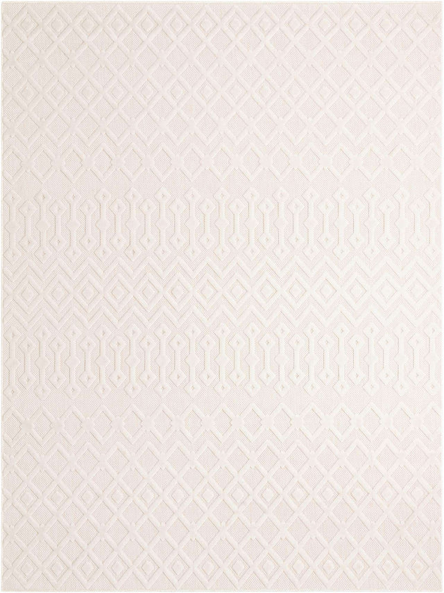 Ivory 9' x 12' Outdoor Trellis Textured Rectangle Area Rug Weather Resistant for Patio, Deck, Terrace, Balcony, Porch Geometric Design Water Safe Outside Carpet for Sale at Rug Engine