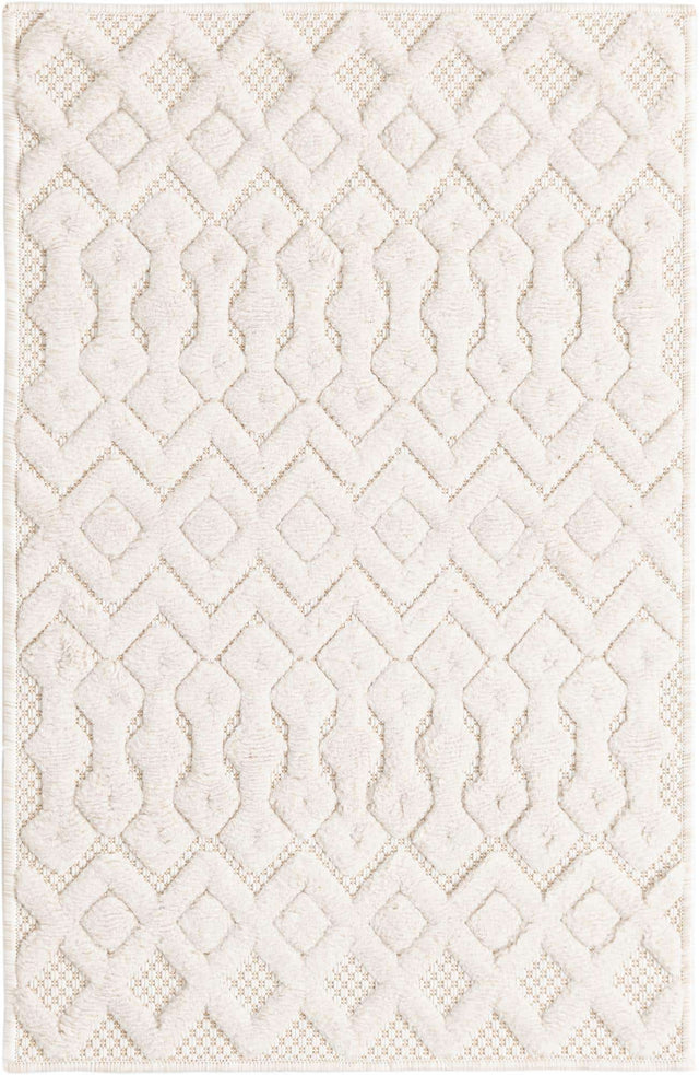 Ivory 2' x 3' Outdoor Trellis Textured Rectangle Area Rug Weather Resistant for Patio, Deck, Terrace, Balcony, Porch Geometric Design Water Safe Outside Carpet for Sale at Rug Engine