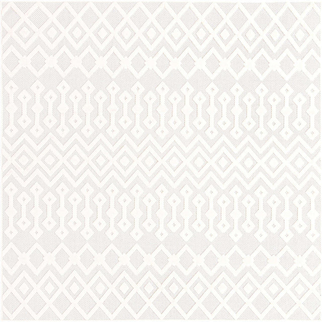Ivory 7' 10 x 7' 10 Outdoor Trellis Textured Square Area Rug Weather Resistant for Patio, Deck, Terrace, Balcony, Porch Geometric Design Water Safe Outside Carpet for Sale at Rug Engine