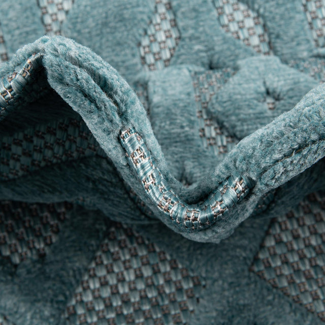 Aqua 7' 10 x 7' 10 Outdoor Trellis Textured Square Area Rug Weather Resistant for Patio, Deck, Terrace, Balcony, Porch Geometric Design Water Safe Outside Carpet for Sale at Rug Engine