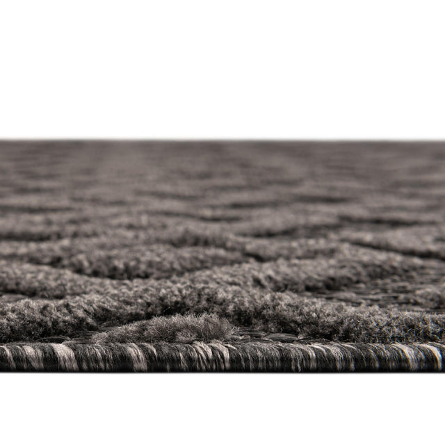 Charcoal 7' 10 x 7' 10 Outdoor Trellis Textured Square Area Rug Weather Resistant for Patio, Deck, Terrace, Balcony, Porch Geometric Design Water Safe Outside Carpet for Sale at Rug Engine