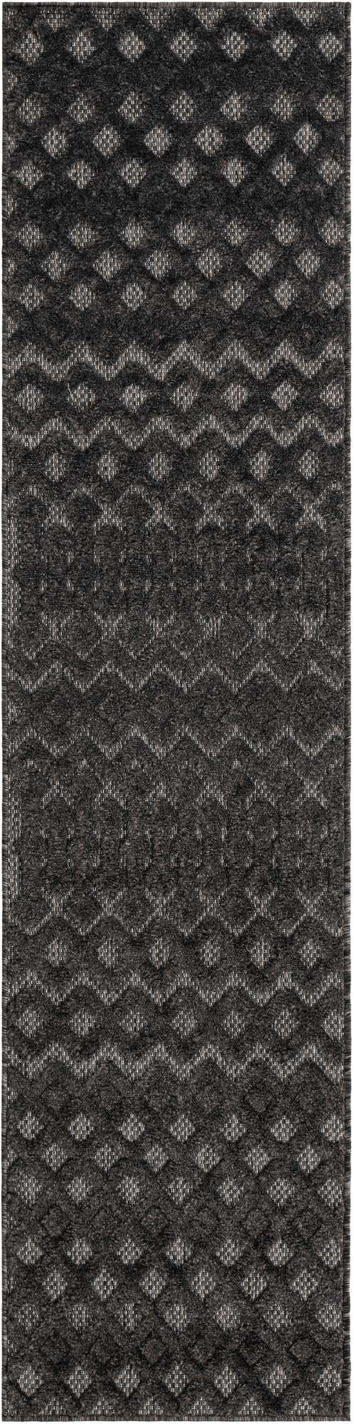 Charcoal 2' x 8' Outdoor Trellis Textured Runner Area Rug Weather Resistant for Patio, Deck, Terrace, Balcony, Porch Geometric Design Water Safe Outside Carpet for Sale at Rug Engine