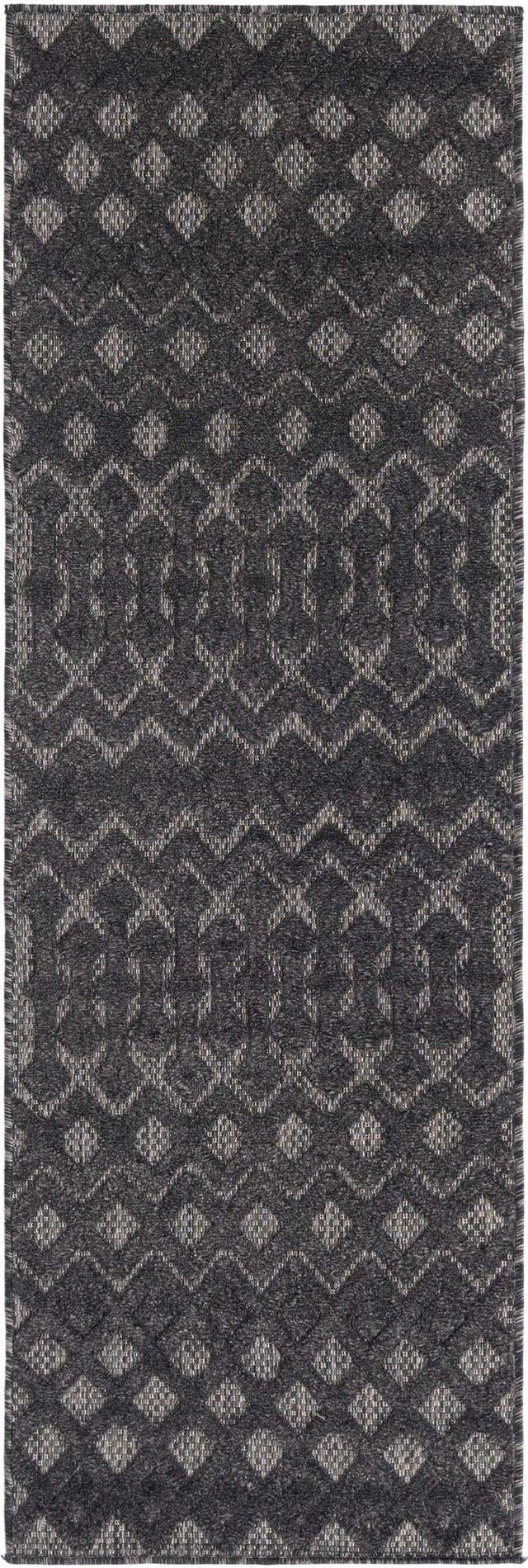 Charcoal 2' x 6' Outdoor Trellis Textured Runner Area Rug Weather Resistant for Patio, Deck, Terrace, Balcony, Porch Geometric Design Water Safe Outside Carpet for Sale at Rug Engine
