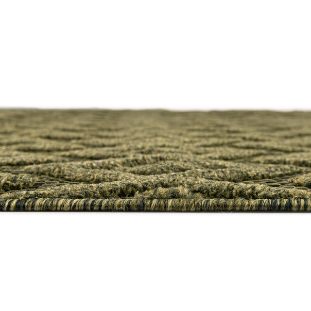 Green 7' 10 x 7' 10 Outdoor Trellis Textured Square Area Rug Weather Resistant for Patio, Deck, Terrace, Balcony, Porch Geometric Design Water Safe Outside Carpet for Sale at Rug Engine