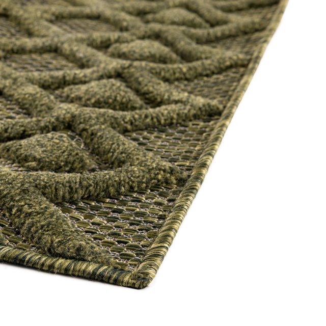Green 7' 10 x 7' 10 Outdoor Trellis Textured Square Area Rug Weather Resistant for Patio, Deck, Terrace, Balcony, Porch Geometric Design Water Safe Outside Carpet for Sale at Rug Engine