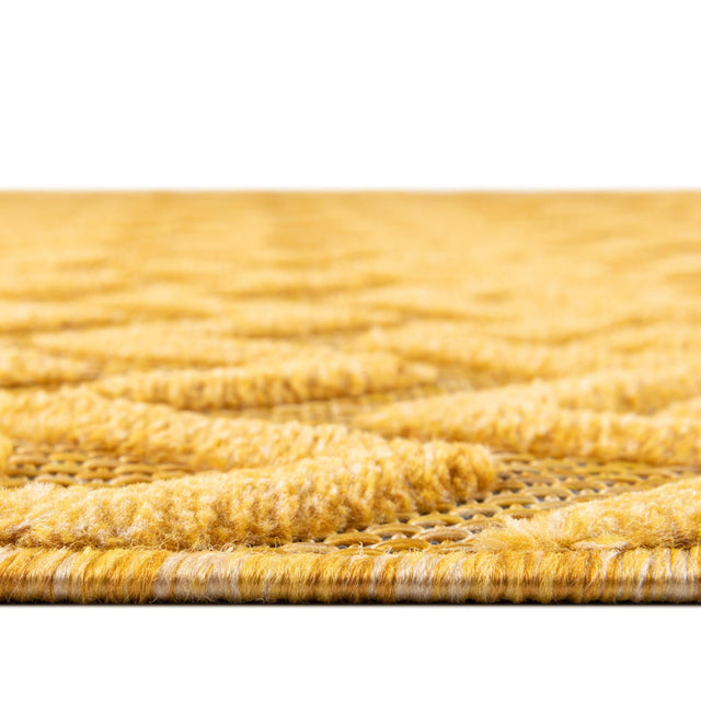 Yellow 7' 10 x 7' 10 Outdoor Trellis Textured Square Area Rug Weather Resistant for Patio, Deck, Terrace, Balcony, Porch Geometric Design Water Safe Outside Carpet for Sale at Rug Engine