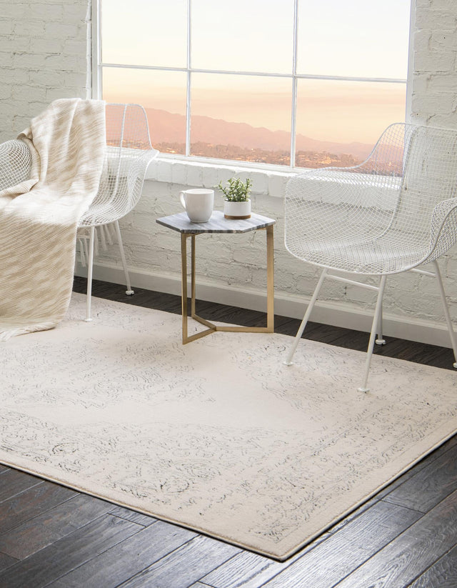 White 2' x 3' Isabella Rectangle Area Rug Polypropylene & Polyester Traditional Elegant Carpet for Living Rooms, Dining, Office, Dorms for Sale at Rug Engine