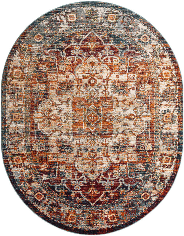 Multicolor 7' 10 x 10' Isabella Oval Area Rug Polypropylene & Polyester Traditional Elegant Carpet for Living Rooms, Dining, Office, Dorms for Sale at Rug Engine
