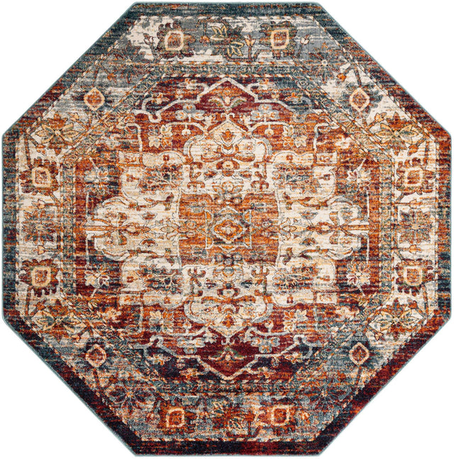 Multicolor 7' 10 x 7' 10 Isabella Octagon Area Rug Polypropylene & Polyester Traditional Elegant Carpet for Living Rooms, Dining, Office, Dorms for Sale at Rug Engine
