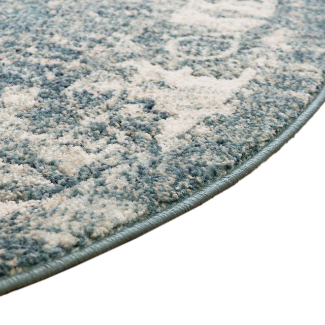 Blue 5' x 5' Isabella Round Area Rug Polypropylene & Polyester Traditional Elegant Carpet for Living Rooms, Dining, Office, Dorms for Sale at Rug Engine