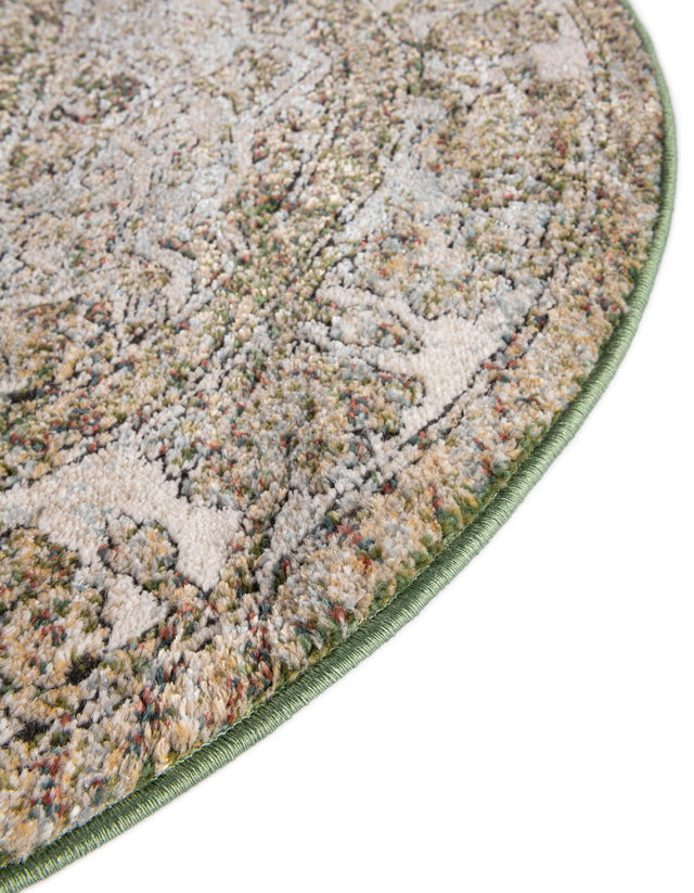Green 10' x 10' Isabella Round Area Rug Polypropylene & Polyester Traditional Elegant Carpet for Living Rooms, Dining, Office, Dorms for Sale at Rug Engine