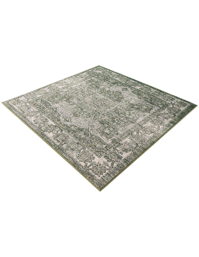 Green 5' 1 x 5' 1 Isabella Square Area Rug Polypropylene & Polyester Traditional Elegant Carpet for Living Rooms, Dining, Office, Dorms for Sale at Rug Engine