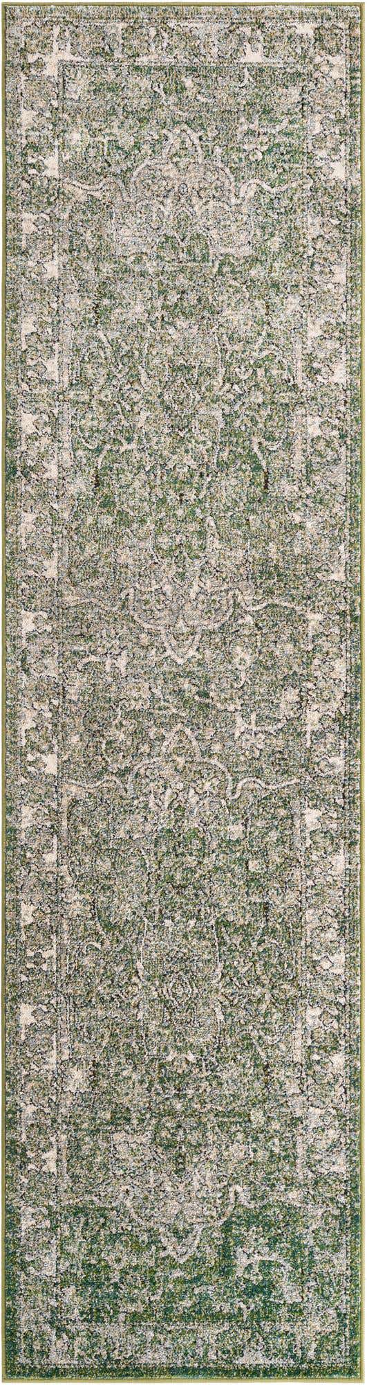 Green 2' 7 x 10' Isabella Runner Area Rug Polypropylene & Polyester Traditional Elegant Carpet for Living Rooms, Dining, Office, Dorms for Sale at Rug Engine