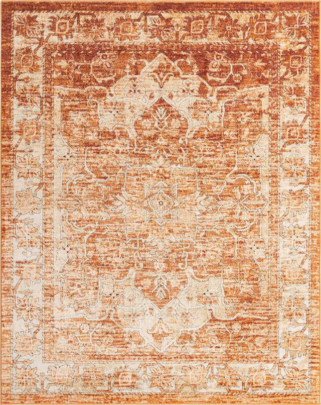Rust Red 7' 10 x 10' Isabella Rectangle Area Rug Polypropylene & Polyester Traditional Elegant Carpet for Living Rooms, Dining, Office, Dorms for Sale at Rug Engine