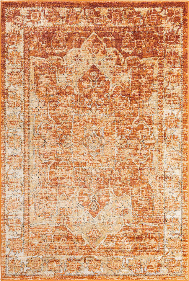 Rust Red 6' 1 x 9' Isabella Rectangle Area Rug Polypropylene & Polyester Traditional Elegant Carpet for Living Rooms, Dining, Office, Dorms for Sale at Rug Engine