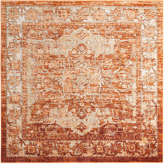 Rust Red 7' 10 x 7' 10 Isabella Square Area Rug Polypropylene & Polyester Traditional Elegant Carpet for Living Rooms, Dining, Office, Dorms for Sale at Rug Engine