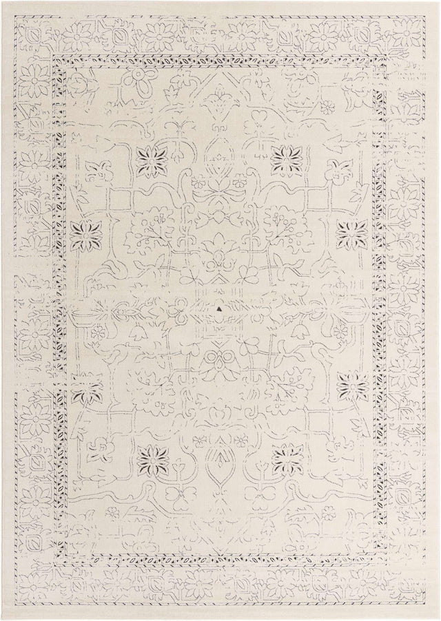 White 10' x 14' 1 Isabella Rectangle Area Rug Polypropylene & Polyester Traditional Elegant Carpet for Living Rooms, Dining, Office, Dorms for Sale at Rug Engine