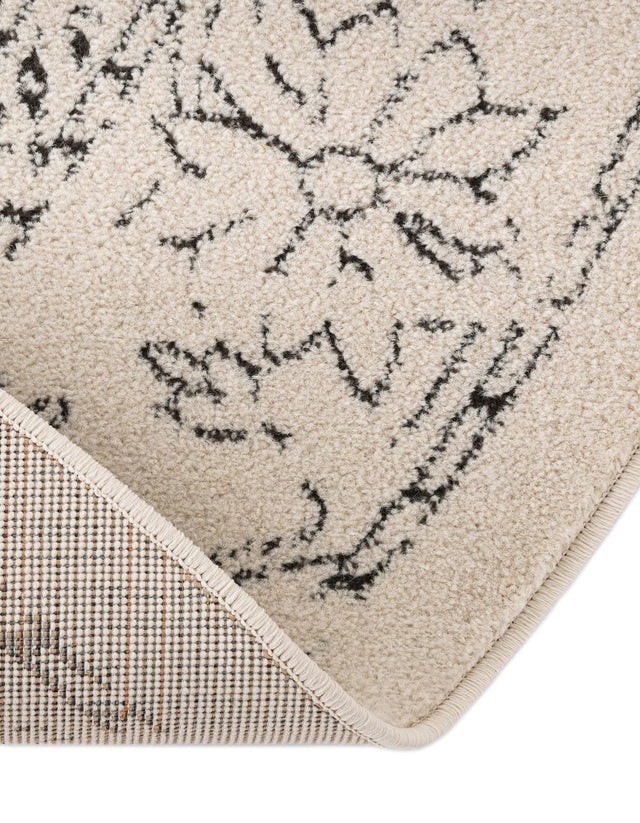 White 6' 1 x 6' 1 Isabella Round Area Rug Polypropylene & Polyester Traditional Elegant Carpet for Living Rooms, Dining, Office, Dorms for Sale at Rug Engine