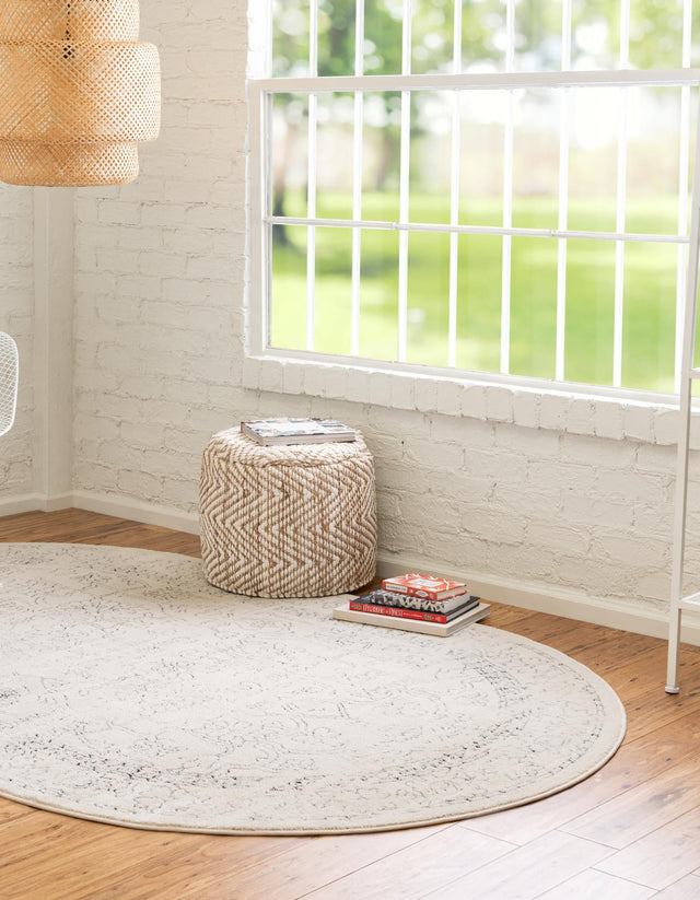 White 4' 1 x 6' 1 Isabella Oval Area Rug Polypropylene & Polyester Traditional Elegant Carpet for Living Rooms, Dining, Office, Dorms for Sale at Rug Engine
