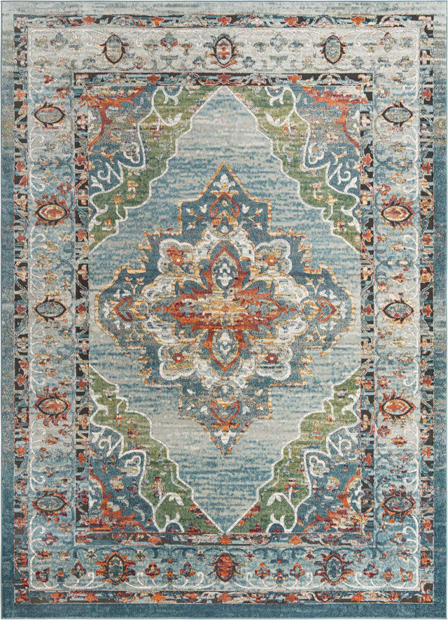 Blue 10' x 14' 1 Isabella Rectangle Area Rug Polypropylene & Polyester Traditional Elegant Carpet for Living Rooms, Dining, Office, Dorms for Sale at Rug Engine