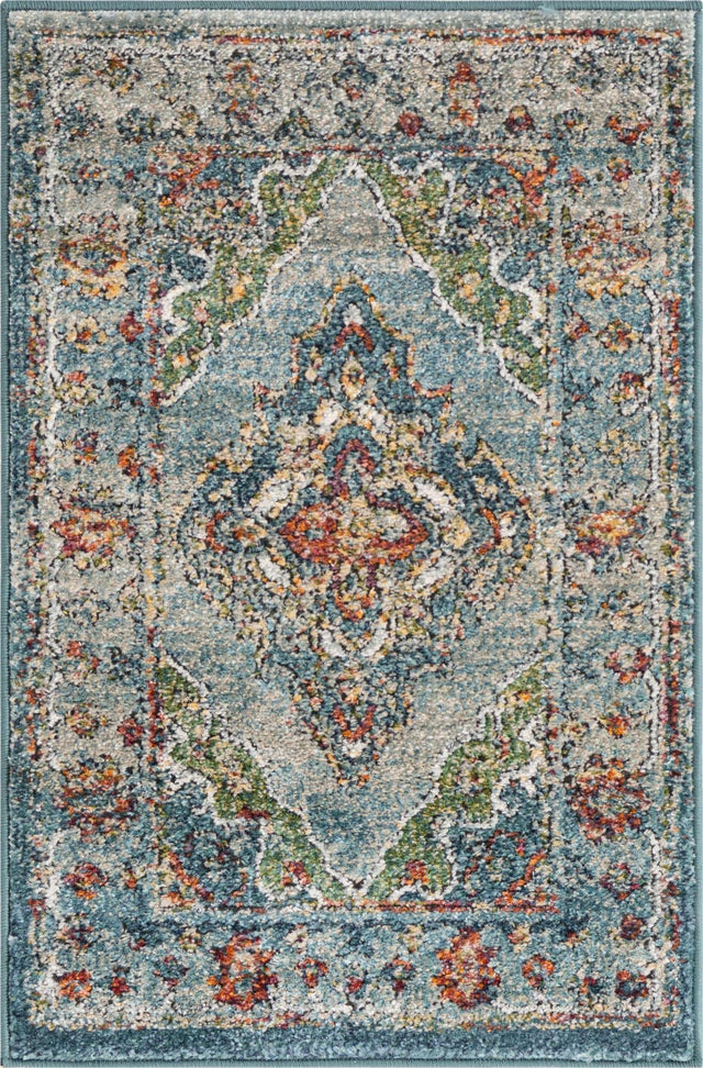 Blue 2' x 3' 1 Isabella Rectangle Area Rug Polypropylene & Polyester Traditional Elegant Carpet for Living Rooms, Dining, Office, Dorms for Sale at Rug Engine