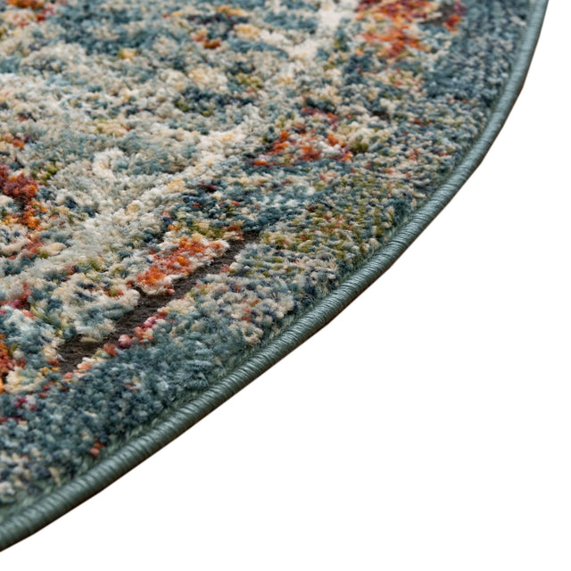 Blue 3' 3 x 3' 3 Isabella Round Area Rug Polypropylene & Polyester Traditional Elegant Carpet for Living Rooms, Dining, Office, Dorms for Sale at Rug Engine