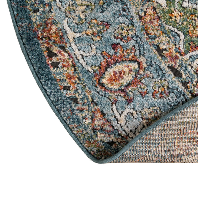 Blue 3' 3 x 3' 3 Isabella Round Area Rug Polypropylene & Polyester Traditional Elegant Carpet for Living Rooms, Dining, Office, Dorms for Sale at Rug Engine