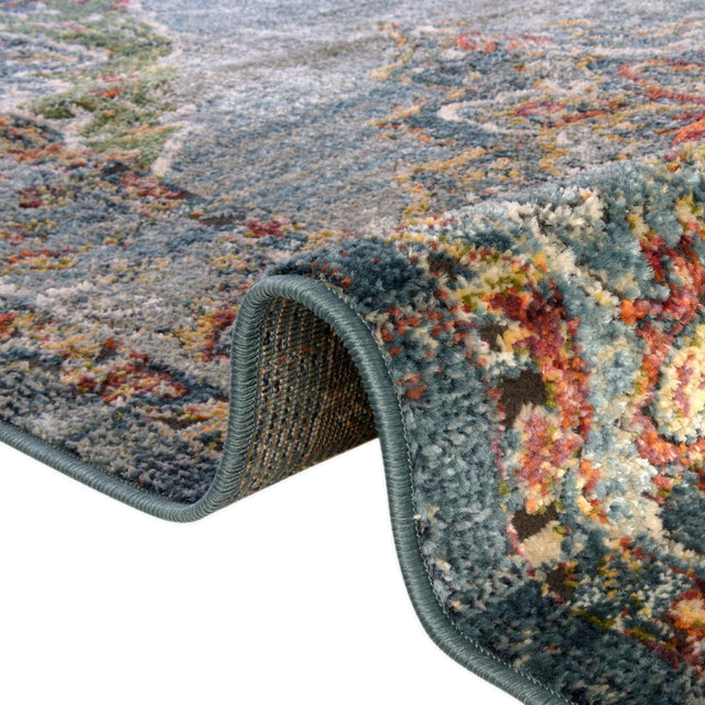 Blue 3' 3 x 3' 3 Isabella Round Area Rug Polypropylene & Polyester Traditional Elegant Carpet for Living Rooms, Dining, Office, Dorms for Sale at Rug Engine