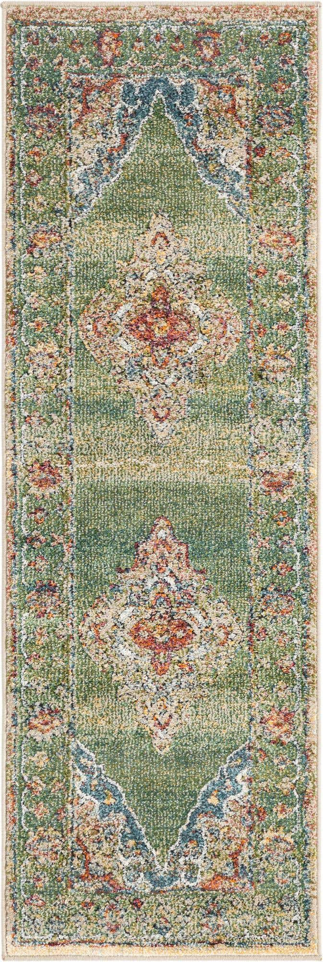 Green 2' x 6' 1 Isabella Runner Area Rug Polypropylene & Polyester Traditional Elegant Carpet for Living Rooms, Dining, Office, Dorms for Sale at Rug Engine