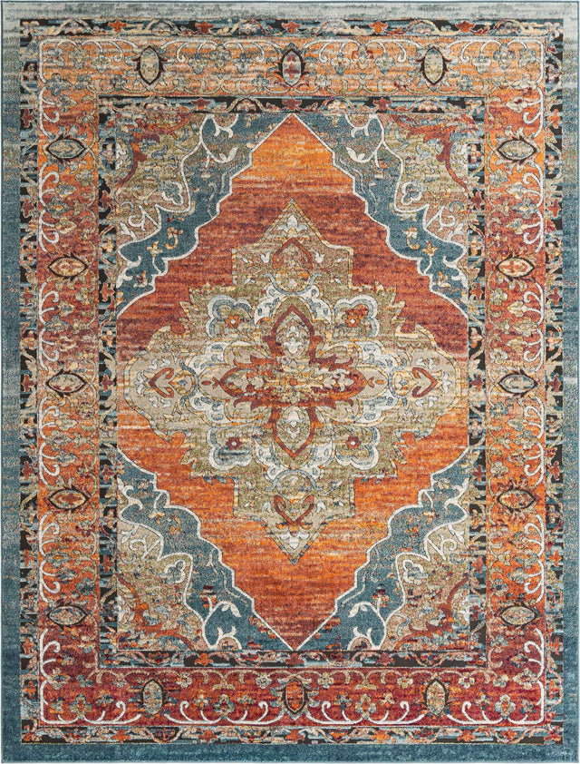 Rust Red 9' x 12' Isabella Rectangle Area Rug Polypropylene & Polyester Traditional Elegant Carpet for Living Rooms, Dining, Office, Dorms for Sale at Rug Engine